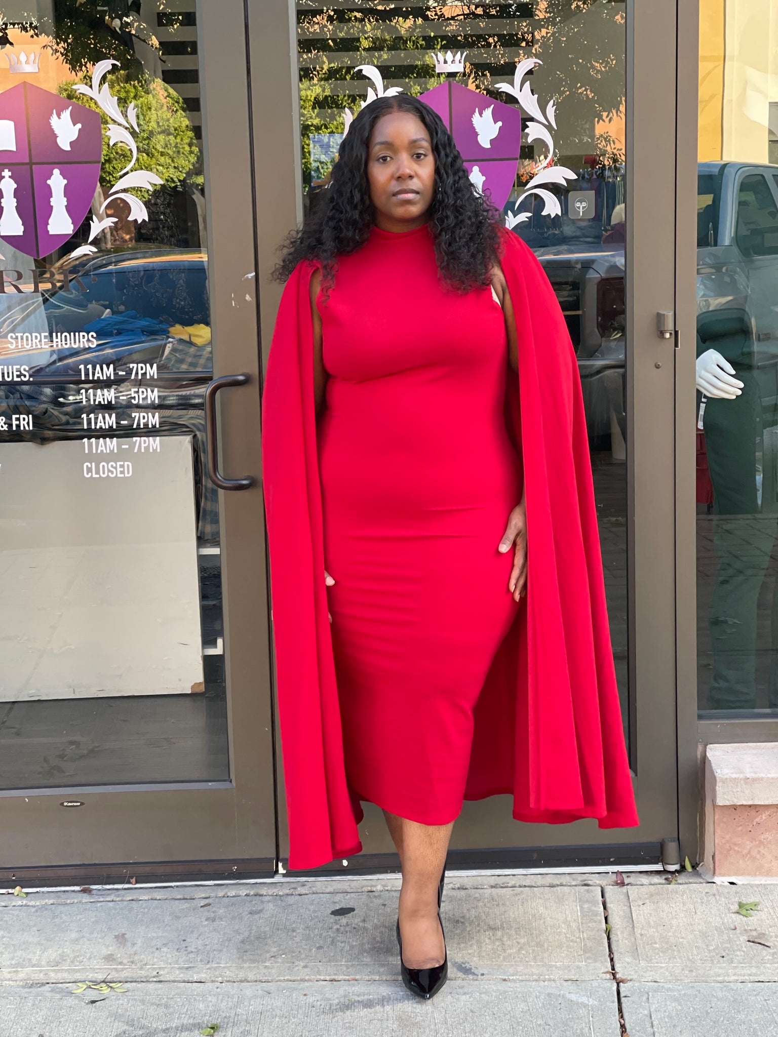 midi dress cape Midi Cape Dress – RBK Styles of Fashion