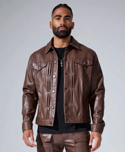Load image into Gallery viewer, Leather Trucker Jacket