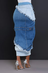 Contrast Denim Skirt